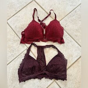 2for1 Maroon and Red Lace Bralettes size XL